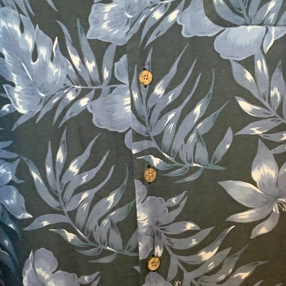 Tommy Bahama mens Silk camp Hawaiian shirt SZ Large Floral Blue/Gray White Black - Picture 3 of 5